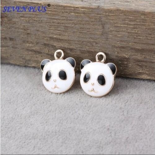 High Quality 10 Pieces/Lot 18mm*16mm UV Gold Color Enamel Cute Panda Charms