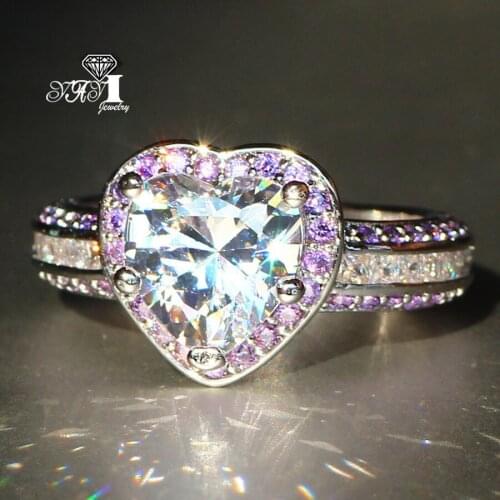 YaYI Jewelry Fashion Princess Cut 3.8 CT Purple Zircon Silver Color Engagement Rings wedding Rings Party Rings