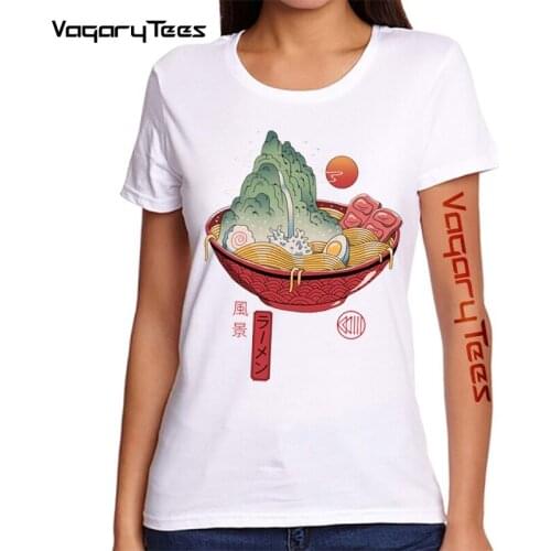 2021 womens Summer T-shirt Japanese Ramen Landscape Print Short Sleeve T Shirts Harajuku Hip Hop Casual Streetwear T Shirt