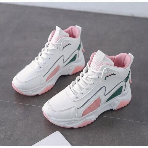 Womens Shoes Autumn And Winter New Student High-Top Lace-Up Casual Shoes Net HOT All-Match Comfortable Sneakers