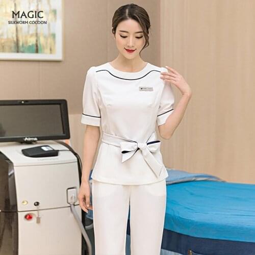 Spa uniform beauty salon scrub set womens slim fit Foot technician service scrub uniforms skin and hair cutting working uniform