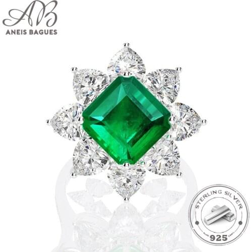 Aneis Bagues Vintage10*10MM Emerald Lab Moissanite Wedding Engagement Ring 925 Sterling Silver Fine Jewelry Rings Drop Shipping