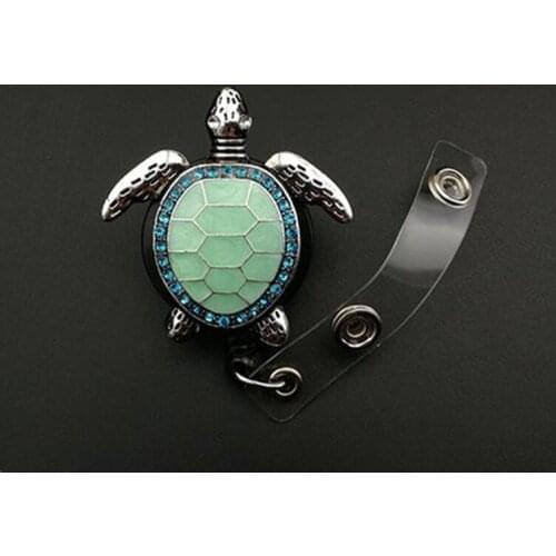 10pcs/lot wholesale Free shipping high quality Rhinestone Turtle Crystal Decorative ID Badge Holder Reel For Name cards