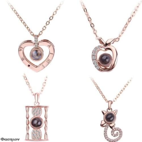 19 Appearence!! 100 languages I love you Projection Pendant Necklace Romantic Love Memory Wedding Necklace Valnetines Day Gift