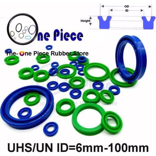 20pcs a lot UHS ID=6-100mm U Cup Hydraulic piston rod U-ring single acting seal symmetrical polyurethane lip Rubber PU UN buffer