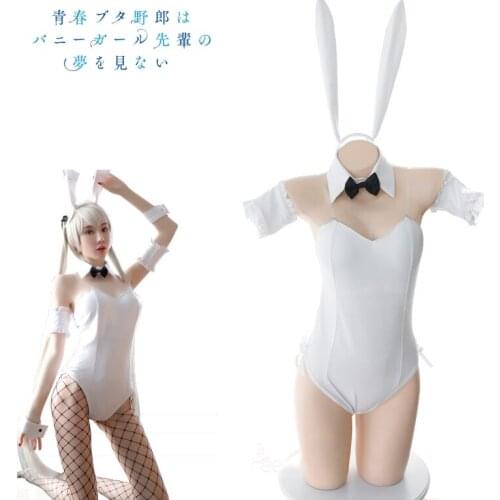 2020 Anime Youth pig head youth series Sakurajima Mai Cosplay Costume Halloween Women Black Sexy Jumpsuit love live cosplay