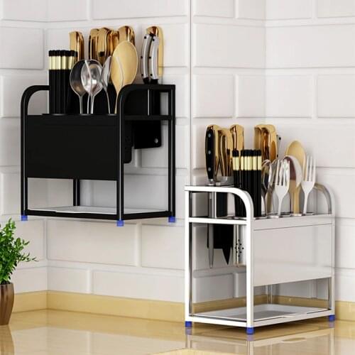 304 Stainless Steel Wall Mount and Stand Kicthen Storage Rack for Knives Cutlery Holder Container Utensils Organizer Drainer