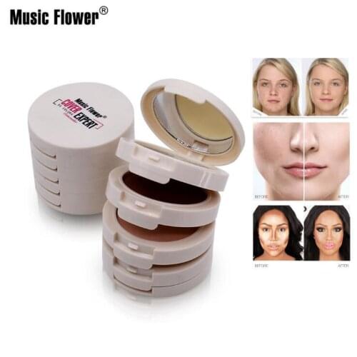 Music flower five-layer wet compact makeup concealer repair cream oil control waterproof 5 in 1 foundation cream