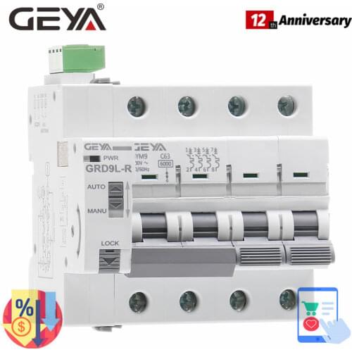 GEYA Din Rail Automatic Circuit Reclosers Mini Breaker GRD9L-R GYM9 4POLE AC MCB 6KA Smart MCB CE Approved