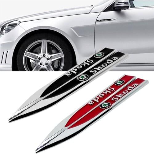 Car Rear Fender Badge Emblem For Skoda Yeti Octavia 2 A7 Rapid Karoq Kamiq Kodiak Fabia Superb 2 Auto Side Sticker Accessories