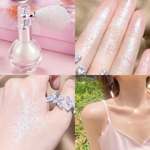 4 Colors Shimmer Highlighter Powder Spray Brighten Diamond Shiny Face Body Glow Powder Makeup Highlight Illuminator Cosmetics
