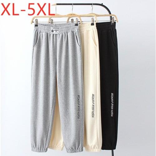 New 2021 Ladies Spring Autumn Plus Size Long Sports Pants For Women Large Loose Letter Gray Running Trousers 2XL 3XL 4XL 5XL