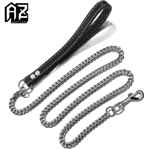 AZ 10MM Gold Color Pet Dog Cuban Link Chain Necklace Strong 316L Stainless Steel Metal Links Chain Training Collar Link
