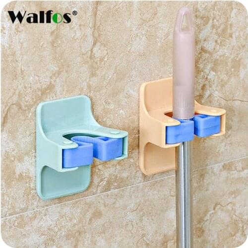 Walfos Cleaning Tools Holder Home Mop Clip Mop Hooks No Trace Mop Holder Bathroom Rack Household Organizer Kitchen Wall Rack