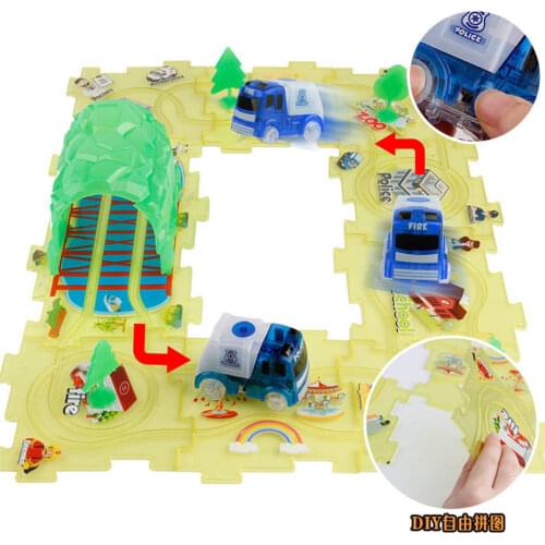 Diecasts Toy Vehicles Puzzle Track Play Set Magic Police Fire Truck Car Model Boys Toys DIY Puzzles For Kids Educational gift