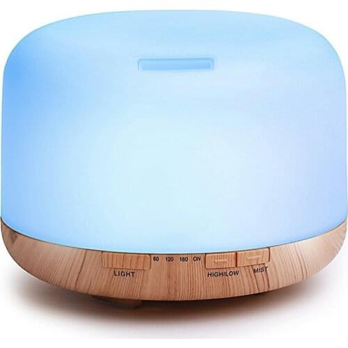 500ML Electric Ultrasonic Air Humidifier Home USB Aromatherapy Essential Oil Aroma Diffuser with Remote Control 7 Color Light