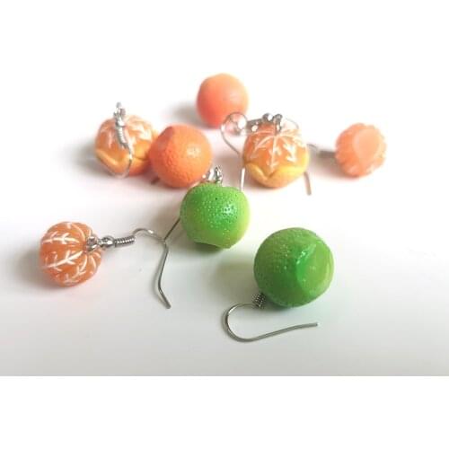 European Cool Cute Orange Earrings Girl Trendy Simulated Fruit Funny Drop Dangle for Young Women Ladies E644