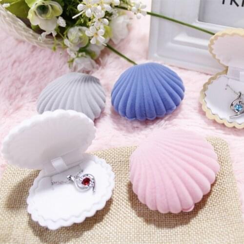 Wedding Ring Storage Box Shell Shape Earrings Holder Necklace Bracelet Jewelry Display Gift Case Engagement Wedding Favor
