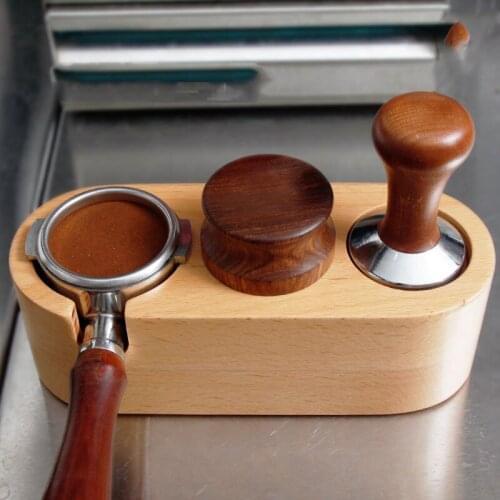 Coffee Maker Tamper Mat Solid Wood 58mm Espresso Machine Handle Bracket Presser Corner Coffee Filter Tamper Holder Barista Tools