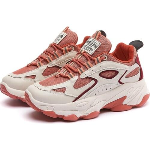 Womens Sneakers Thick Bottom Vulcanize Shoes Fashion Casual Platform Breathable Comfortable Lace-Up Chunky Shoes Female