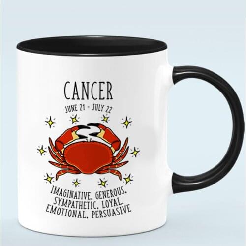 Constellation Cancer Mugs 11oz Pink Black White Ceramic Husband Wife Gift Coffee Mug Friends Birthday Milk Cup
