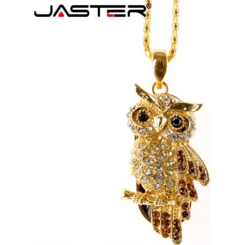 JASTER Pen drive metal keychain 64GB 32GB 16GB 8GB 4GB Crystal owl usb flash drive pendrive waterproof usb stick Hot
