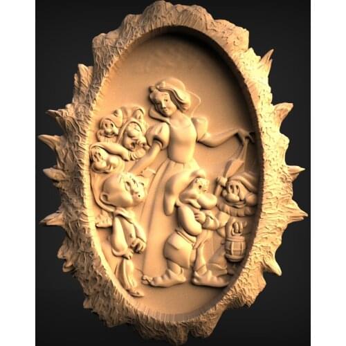 STL Model for CNC Router 3D Printer Artcam Aspire Bas Relief _Home Decor " CNC file"Snow white and seven dwarfs