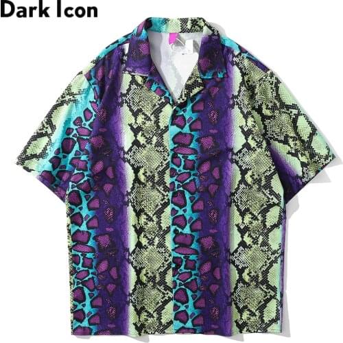 Dark Icon Snake Polo Shirt Men Summer Vintage Street Hawaiian Shirt Man Male Top Blouse