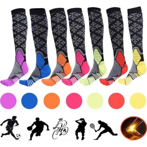 Men Women Compression Socks Black Sports Socks Fit For Anti Fatigue Knee Pain Relief High Socks 20-30 Mmhg Socks