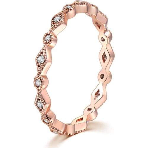 MxGxFam NEW Design Rose Gold Color Small ZIrcon Personal Rings Jewelry For Young Women Jewelry AAA