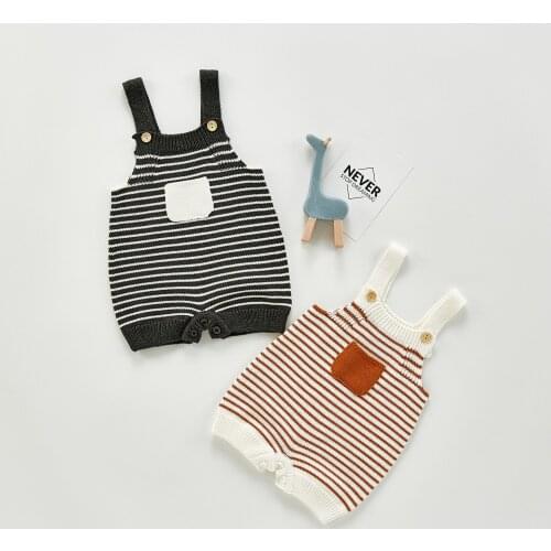 Autumn Winter knitted warm striped overalls for infants 2020 Baby casual cute coveralls jumpsuits