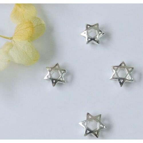 " Fake One Penalty Ten " 8MM/9MM 12Pcs s925 Sterling Jewelry Hexagram Six-star Charms Jewellery Beads Findings