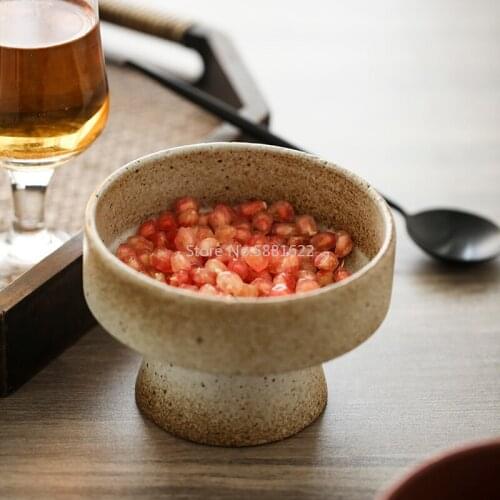 Handmade Retro Ceramic Fruit Plate Dish Small Snack Bowl