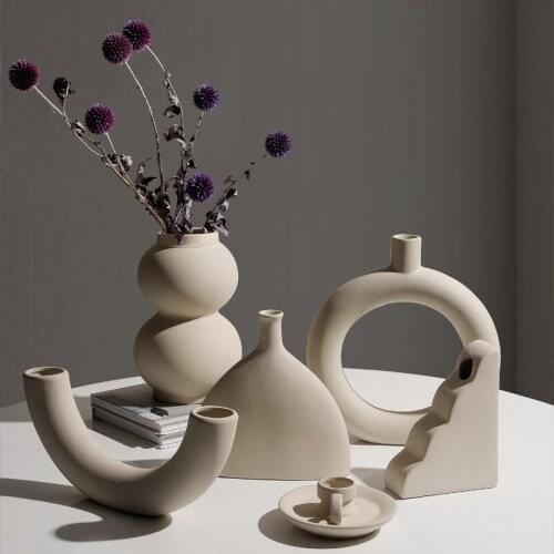 Nordic Dried Flower Vase Minimalist Ceramic Vases Desktop Flower Arrangement Hydroponic Home Crafts Tv Cabinet Art Decoration