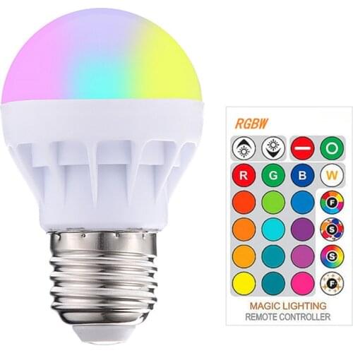 1pc 3W RGBW Led bulbs E27 with IR Remote Control Color Change LED Bulbs Tubes Dimmer Holiday Decor