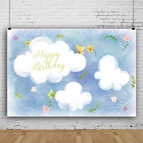 Dream Sky Cloud Flowers Backgdrop Child Birthday Party Table Decoration Photography Photo Newborn Bath Custom Vinyl Background