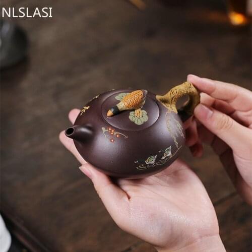 Large capacity 360ml Yixing Upscale Black mud teapots purple clay filter tea pot Tie Guanyin beauties kettle Boutique tea set