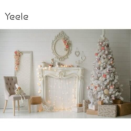 Yeele Christmas Tree Fireplace Light Chair Home Decor Photography Backgrounds Customized Photographic Backdrops for Photo Studio
