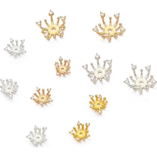 1Pc 5x10mm/6x12mm Vintage Cast copper Beads Caps with Crystal Zircon End Caps Pendant DIY Charms Connectors Jewelry Findings