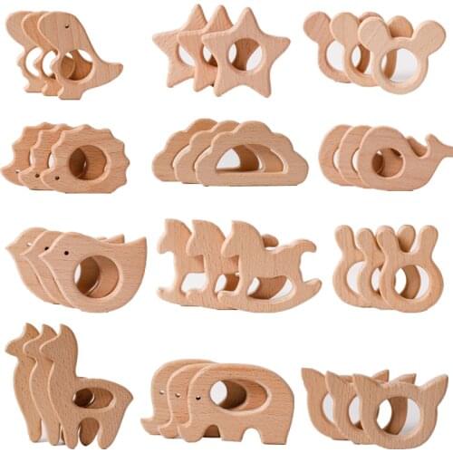 1pc Baby Wooden Teether Food Grade DIY Toys Wood Necklace Pendant Food Grade Tortoise Koala Whale Turtle Wooden Teething Toys