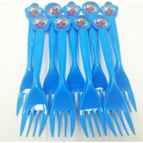 10pc/set Plastic Forks Spiderman Party Decorations Cartoon Superhero Theme Favors Kids Birthday Baby Shower Party Supplies