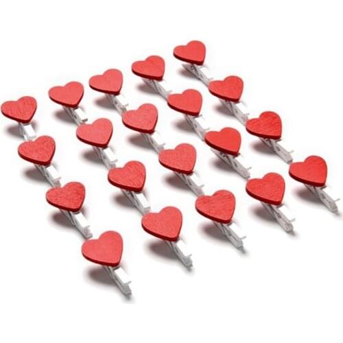 10Pcs Mini Heart Love Wooden Clip Craft Postcard Clips Photo Paper Peg Pin Clothespin Home Wedding Party Supplies Decors Tool