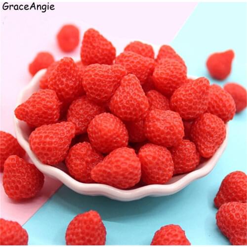 10pcs 3D Resin Strawberry Beads Food play Flatback hair jewelry Cabochon 16*19MM Scrapbook Funny Fruit Food Play Jewelry
