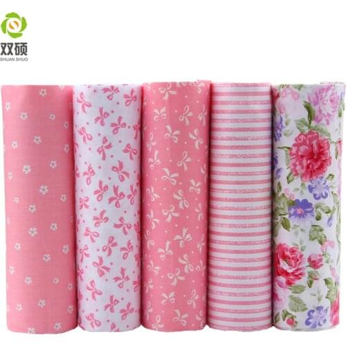 2016 Hot 5 Different Colors Pink Floral Cotton Fabric Patchwork Textile Sewing Fabric For Doll Clothes Bags 40*50 cm A2-5-10