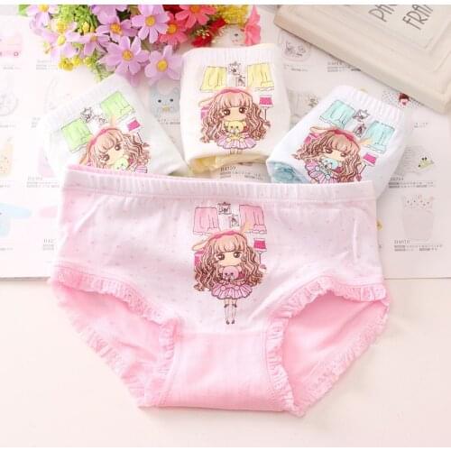 4PCS/LOT Children Girls Cotton Cartoon Underwear Panty