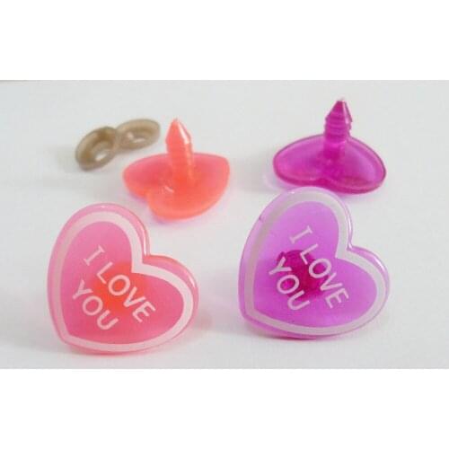 40pcs new arrvial 23x26mm heart shape safety plastic toy noses & washer for diy doll findings--color option
