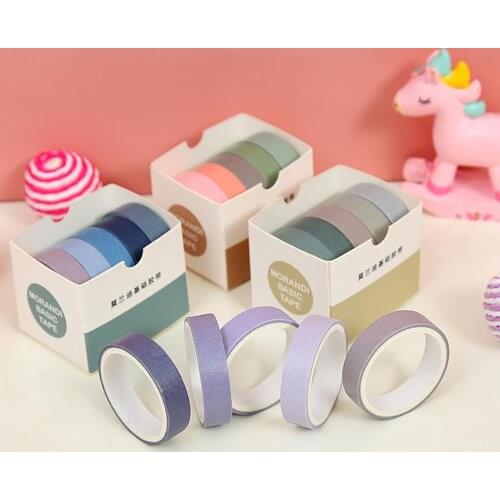 5 Rolls Multi Styles Journal Tape Basic Macaron Color Masking Washi Tape DIY Washi Paper Decals Scrapbooking Diary Tape Sticker