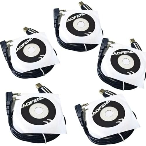 5PCS Walkie Talkie Programming Cable for Baofeng UV-5R UV 82 BF-888S K Port Write Frequency USB Program Cord with CD Driver
