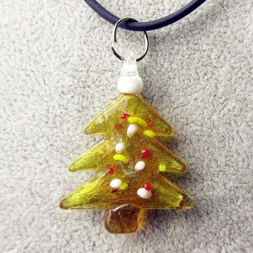 6pcs Custom ins-style Hand made lampwork Murano Glass Christmas tree pendant miniature lovely ornaments Necklace accessories