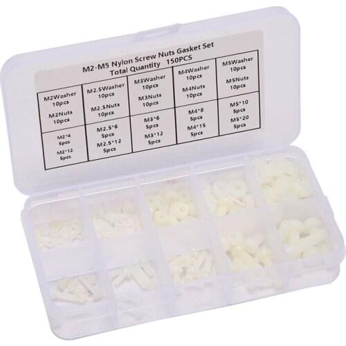 ABSF 150Pcs Fasteners M2 M2.5 M3 M4 M5 Screws Bolts Nuts Washers Assortment Kit in Box